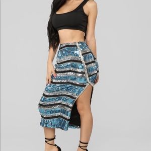 Sequin skirt with matching crop top